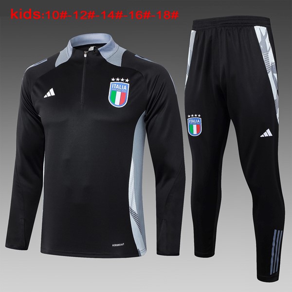 Niños Sudadera De Training Italia 2024/25 Negro Gris 3